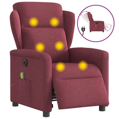 Vidaxl Fauteuil De Massage Inclinable Électrique Rouge Bordeaux Tissu