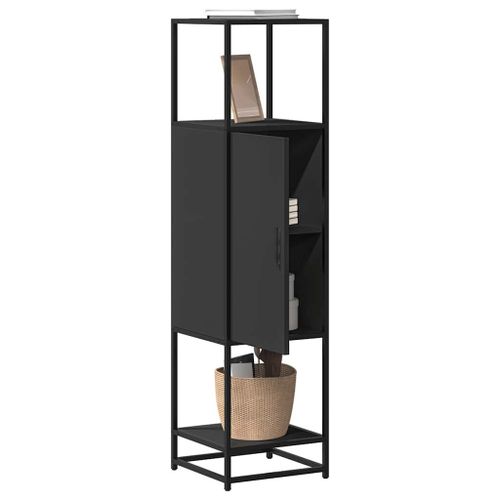 Vidaxl Buffet Haut Noir 35,5x35x139 Cm Bois D'ingénierie Et Métal