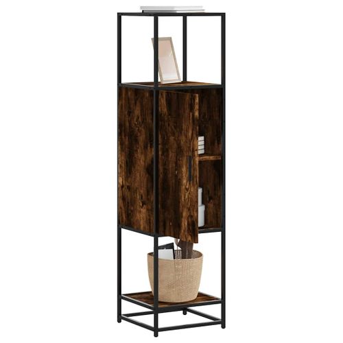 Vidaxl Buffet Haut Chêne Fumé 35,5x35x139 Cm Bois D'ingénierie Métal