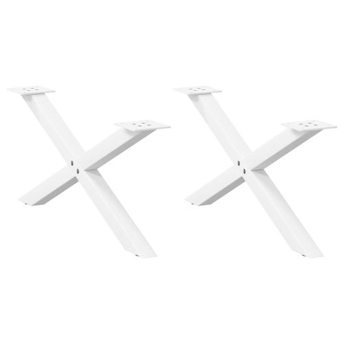 Vidaxl Pieds De Table Basse Forme De X 2 Pcs Blanc 70x(30-31) Cm Acier