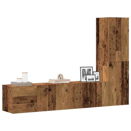 Vidaxl Meubles Tv Muraux 3 Pcs Vieux Bois Bois D'ingénierie