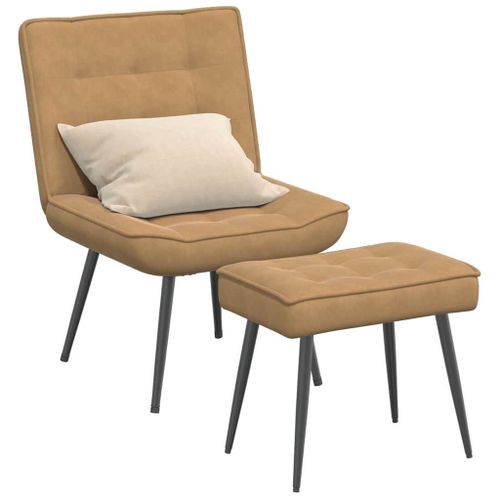 Vidaxl Chaise De Relaxation Avec Tabouret Marron Velours
