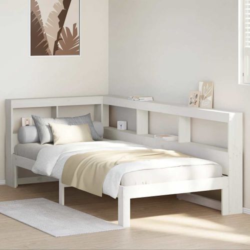 Vidaxl Lit Bibliothèque Sans Matelas Blanc 75x190cm Bois De Pin Massif