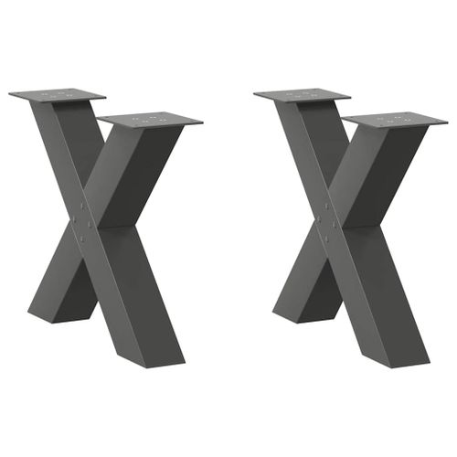 Vidaxl Pieds De Table Basse Forme De X 2 Pcs Anthracite 50x(42-43) Cm