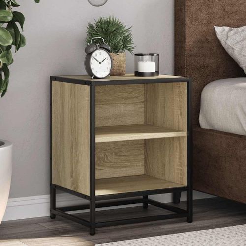 Vidaxl Table De Chevet Chêne Sonoma 40x31x50cm Bois D'ingénierie Métal