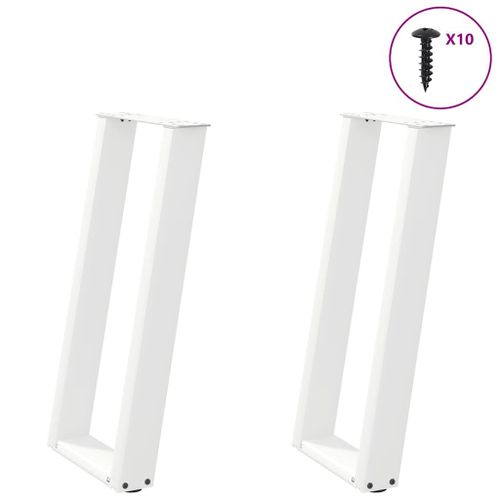 Vidaxl Pieds De Table Console Forme De U 2pcs Blanc 28x(72-73)Cm Acier