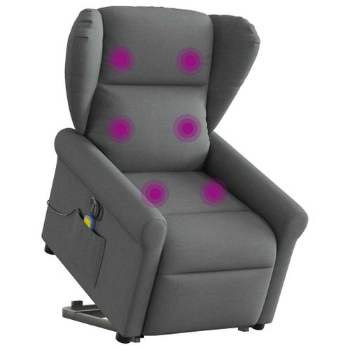 Vidaxl Fauteuil Inclinable De Massage Électrique Gris Foncé Tissu