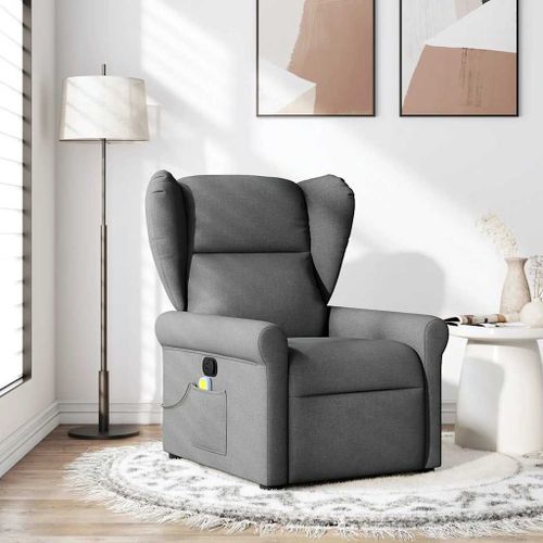 Vidaxl Fauteuil De Massage Inclinable Gris Foncé Tissu