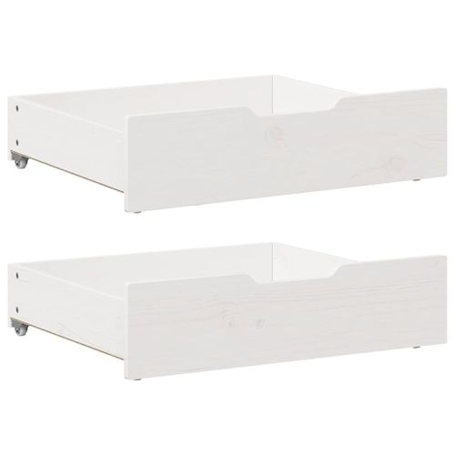 Vidaxl Tiroirs Sous Le Lit 2 Pcs Blanc 65x55x16 Cm Bois De Pin Massif