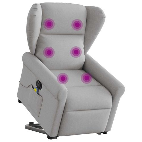 Vidaxl Fauteuil Inclinable De Massage Électrique Gris Nuage Tissu