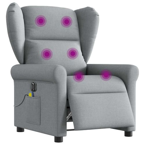 Vidaxl Fauteuil De Massage Inclinable Électrique Gris Clair Tissu