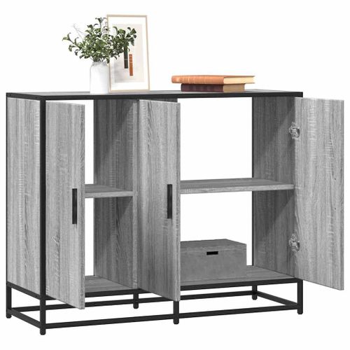 Vidaxl Buffet Sonoma Gris 94x35x76 Cm Bois D'ingénierie