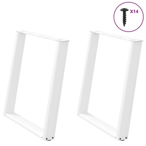 Vidaxl Pieds De Table À Manger Forme De U 2 Pcs Blanc 80x(72-73) Cm