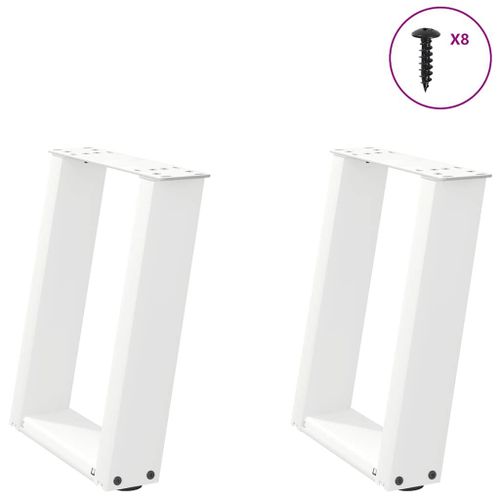 Vidaxl Pieds De Table Basse Forme De U 2 Pcs Blanc 28x(42-43) Cm Acier