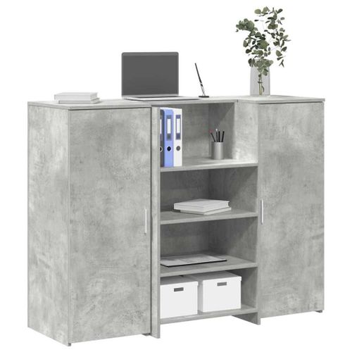 Vidaxl Bureau De Réception Gris Béton 135x50x103,5cm Bois D'ingénierie