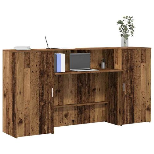 Vidaxl Bureau De Réception Vieux Bois 200x50x103,5cm Bois D'ingénierie