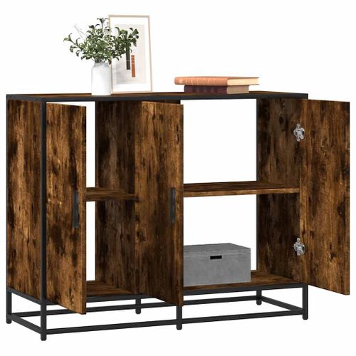 Vidaxl Buffet Chêne Fumé 94x35x76 Cm Bois D'ingénierie