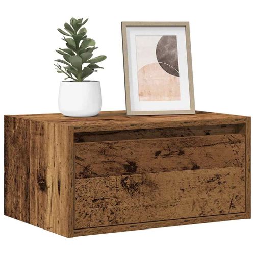 Vidaxl Tables De Chevet Murales Avec Lumières Led 2 Pcs Vieux Bois