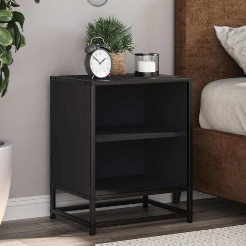 Vidaxl Tables De Chevet 2 Pcs Noir 40x31x50 Cm Bois D'ingénierie Métal