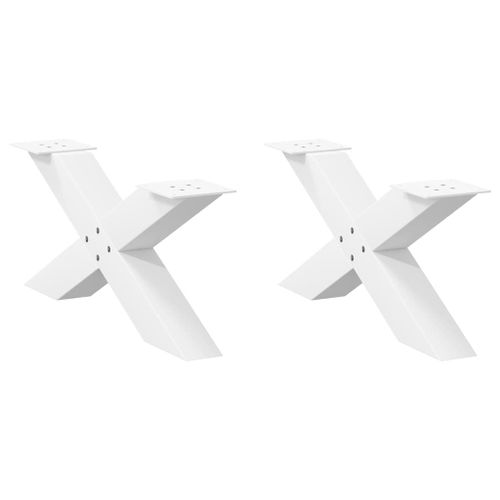 Vidaxl Pieds De Table Basse Forme De X 2 Pcs Blanc 70x(30-31) Cm Acier