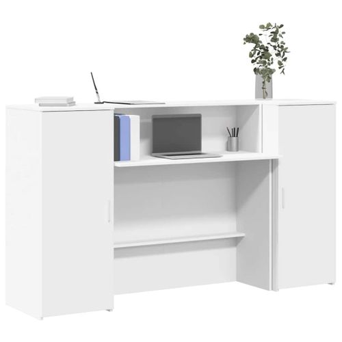 Vidaxl Bureau De Réception Blanc 180x50x103,5 Cm Bois D'ingénierie