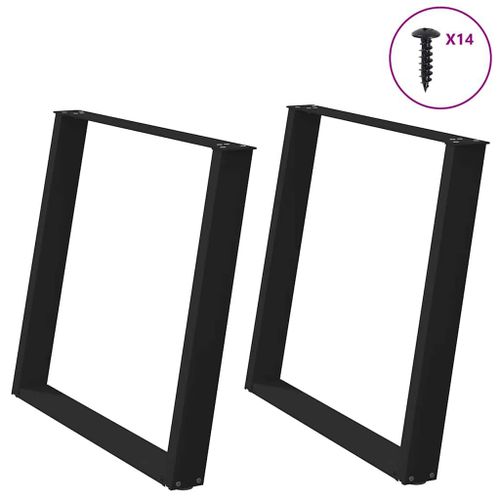 Vidaxl Pieds De Table À Manger Forme De U 2 Pcs Noir 90x(72-73) Cm