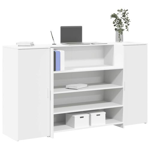 Vidaxl Bureau De Réception Blanc 180x50x103,5 Cm Bois D'ingénierie