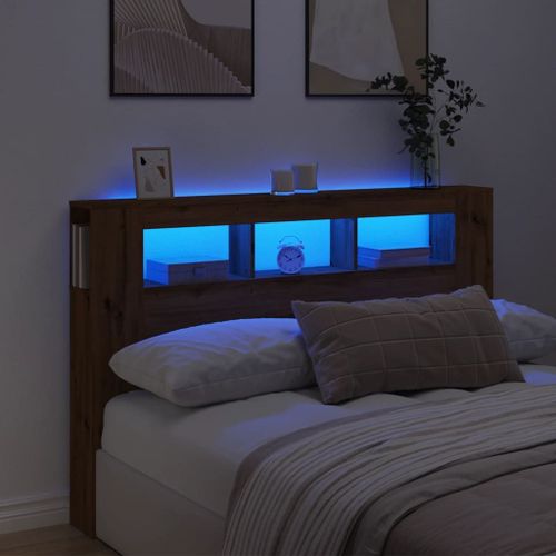 Vidaxl Tête De Lit À Led Chêne Artisanal 160x18,5x103,5 Cm