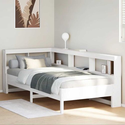 Vidaxl Lit Bibliothèque Sans Matelas Blanc 75x190cm Bois De Pin Massif