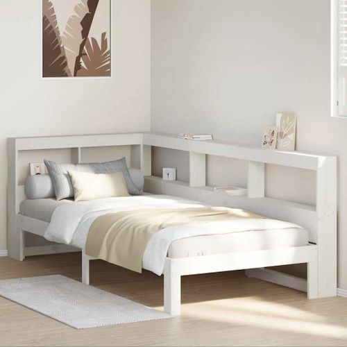 Vidaxl Lit Bibliothèque Sans Matelas Blanc 100x200 Cm Bois Pin Massif