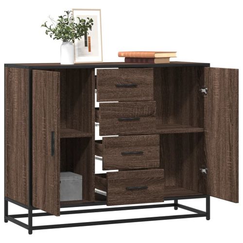 Vidaxl Buffet Chêne Marron 92x35x76 Cm Bois D'ingénierie