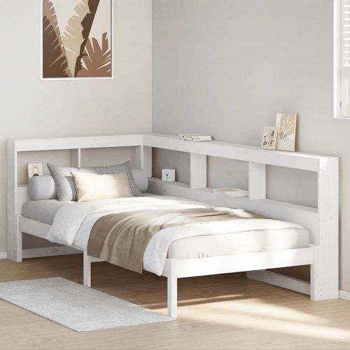 Vidaxl Lit Bibliothèque Sans Matelas Blanc 75x190cm Bois De Pin Massif