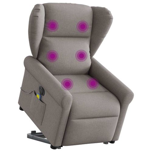 Vidaxl Fauteuil Inclinable De Massage Électrique Taupe Tissu