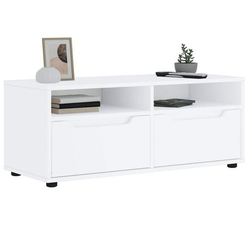 Vidaxl Meuble Tv Visnes Blanc 100x40x38 Cm Bois D'ingénierie