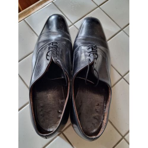 Chaussures À Lacets Hommes En Cuir Noires Clerget France Taille 43