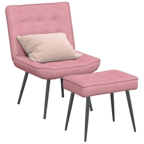 Vidaxl Chaise De Relaxation Avec Tabouret Rose Velours