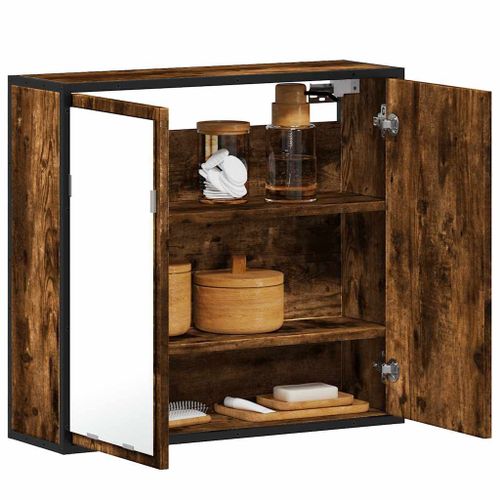 Vidaxl Armoire À Miroir De Salle De Bain Chêne Fumé Bois D'ingénierie