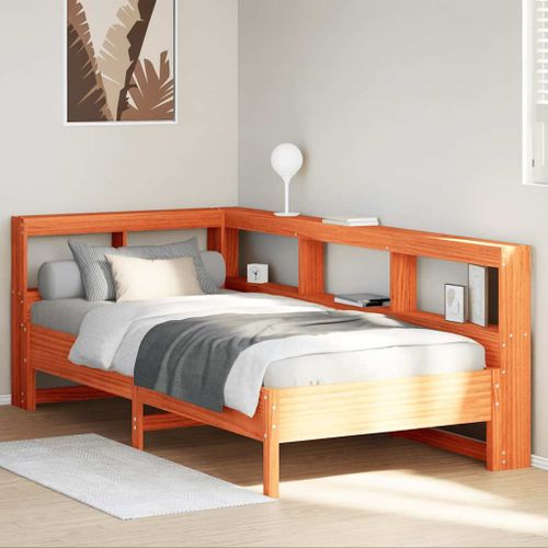 Vidaxl Lit Bibliothèque Sans Matelas Cire Marron 75x190 Cm Pin Massif