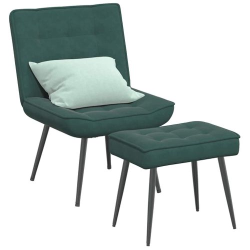 Vidaxl Chaise De Relaxation Avec Tabouret Vert Foncé Velours