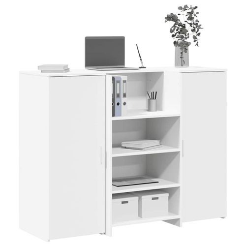 Vidaxl Bureau De Réception Blanc 135x50x103,5 Cm Bois D'ingénierie