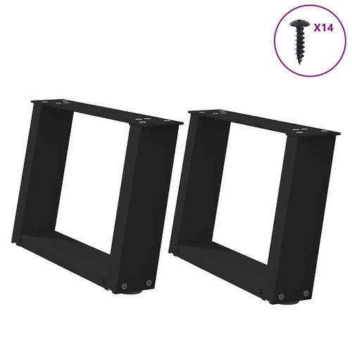Vidaxl Pieds De Table Basse Forme De U 2 Pcs Noir 50x(30-31) Cm Acier