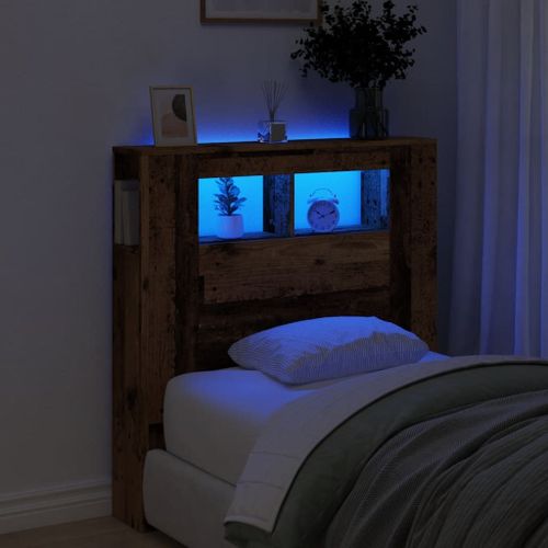 Vidaxl Tête De Lit À Led Vieux Bois 100x18,5x103,5cm Bois D'ingénierie
