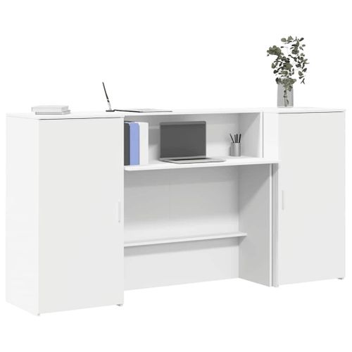 Vidaxl Bureau De Réception Blanc 200x50x103,5 Cm Bois D'ingénierie