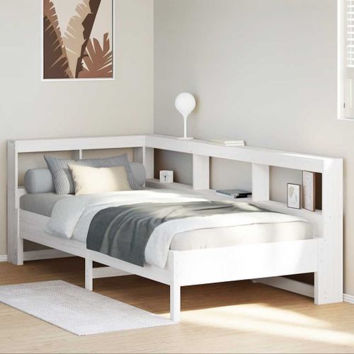 Vidaxl Lit Bibliothèque Sans Matelas Blanc 90x190cm Bois De Pin Massif
