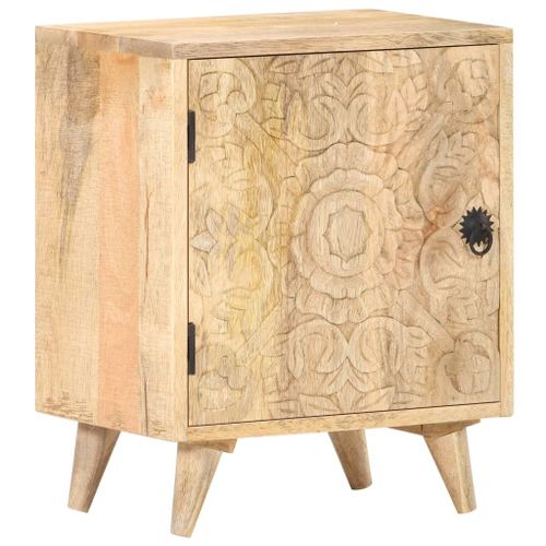 Vidaxl Table De Chevet Sculptée 40x30x50 Cm Bois De Manguier Massif