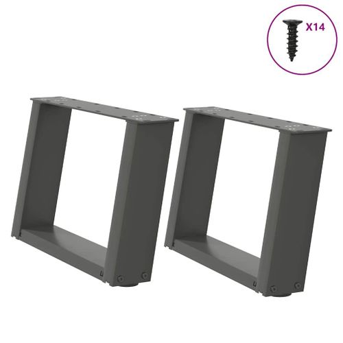 Vidaxl Pieds De Table Basse Forme De U 2 Pcs Anthracite 40x(30-31) Cm