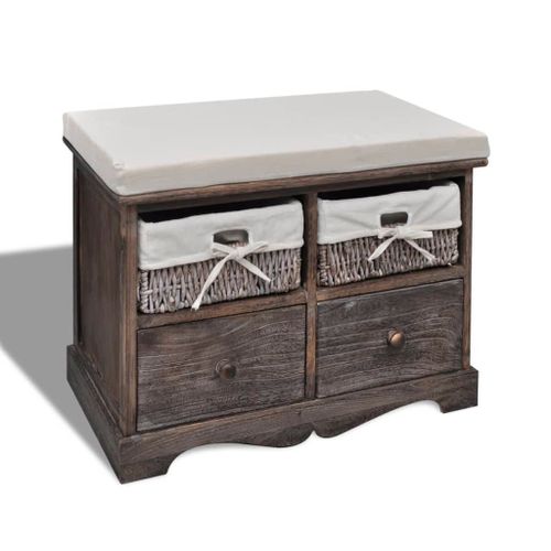 Vidaxl Banc De Rangement Marron 62x33x42 Cm Bois De Paulownia