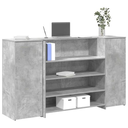 Vidaxl Bureau De Réception Gris Béton 180x50x103,5cm Bois D'ingénierie