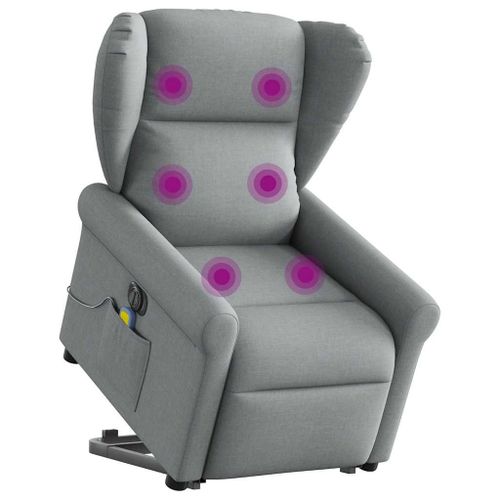 Vidaxl Fauteuil Inclinable De Massage Électrique Gris Clair Tissu