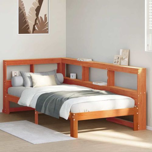 Vidaxl Lit Bibliothèque Sans Matelas Cire Marron 75x190 Cm Pin Massif